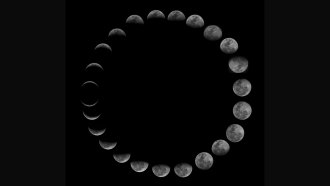 A composite photo showing the different phases of the moon