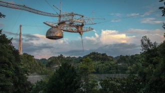 a photo of the demolioshed Arecibo Observatory