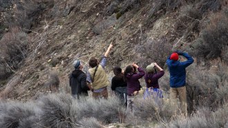 Jesse Laney and other ecologists on a birdwatching trip