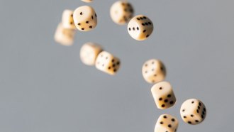 dice scattered in the air