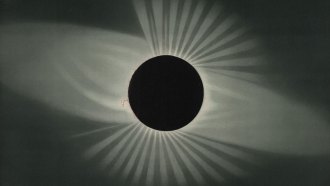 A chromolithograph of the sun during the total solar eclipse in 1878