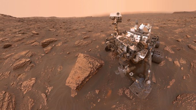 A photo of NASA's curiosity rover on the surface of Mars.