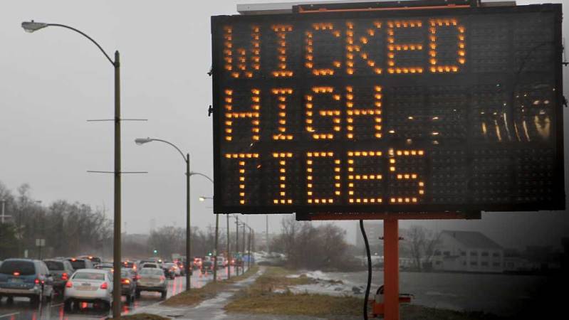 Boston flooding sign