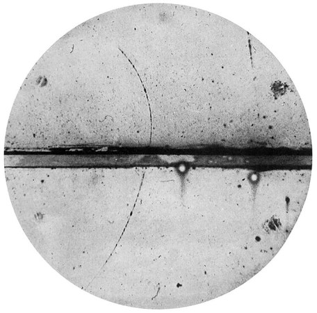 a black and white photo of the tracks of a particle documented