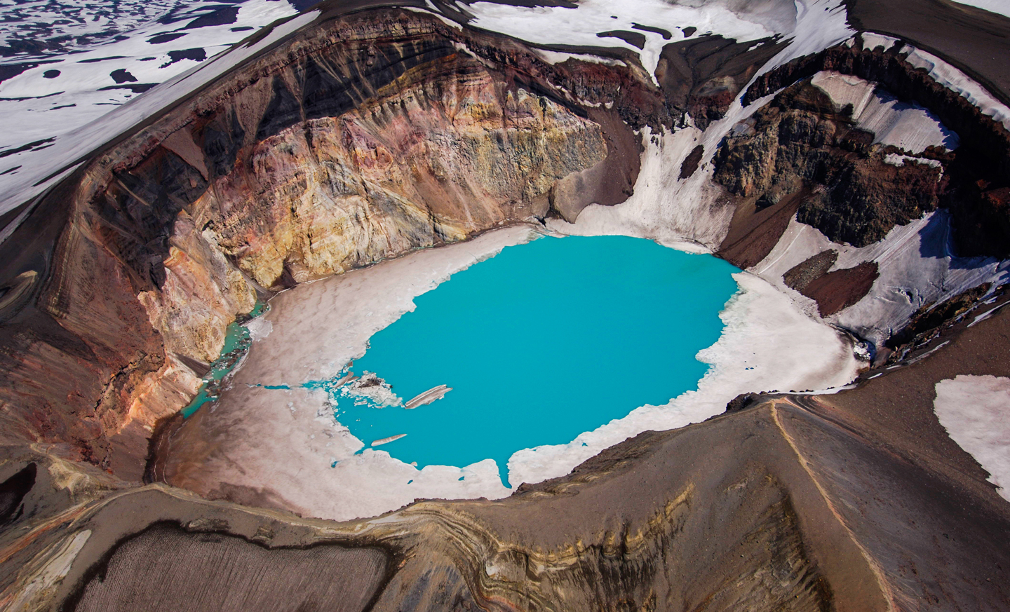 aerial view inside the crater of Maly Semyachik