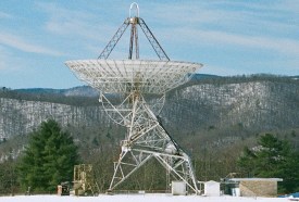 a side view of a satellite dish