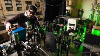 Physicist Ranga Dias in the laboratory