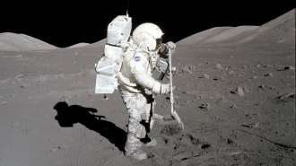 Apollo astronaut Harrison “Jack” Schmitt collects moon samples