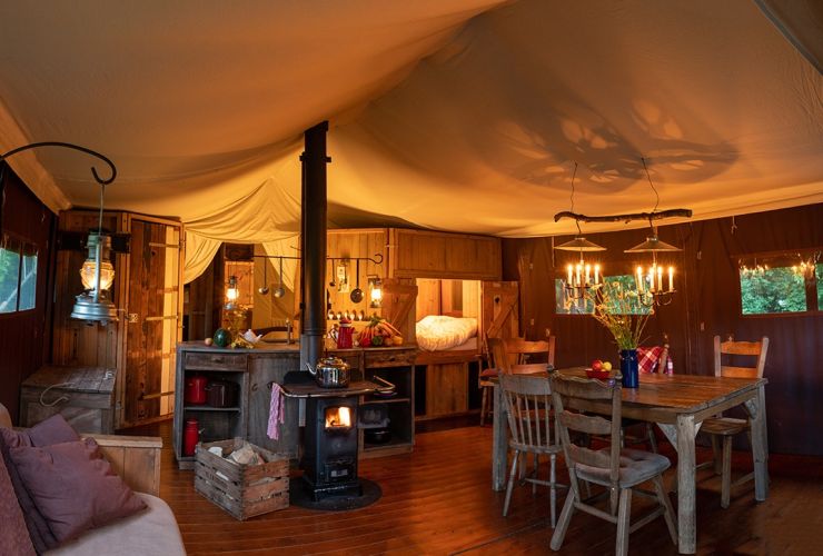 Glamping safari tents with hot tubs