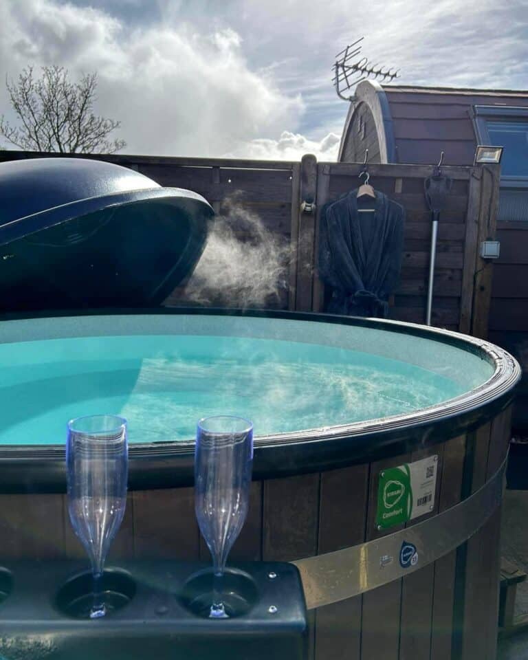 Family sized wood fired hot tub