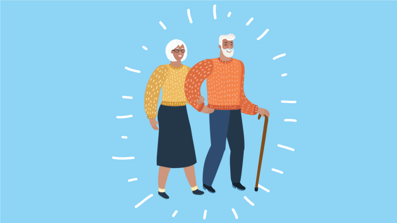 illustration of older couple