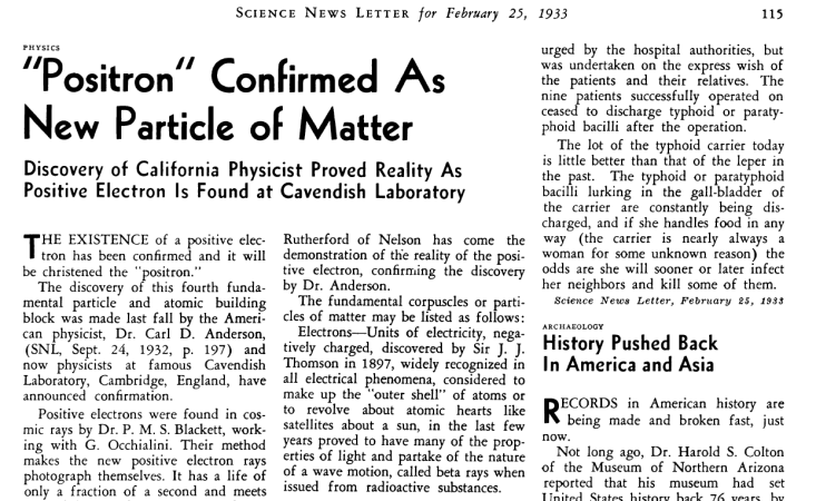 screenshot of the Feb. 25, 1933 Science News Letter